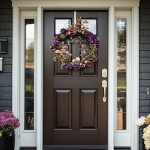 Faux Florals Purple and Green Accents Succulent Mushrooms Wreath